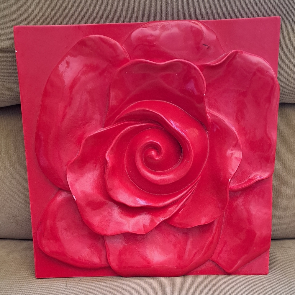 Red rose tile plaque